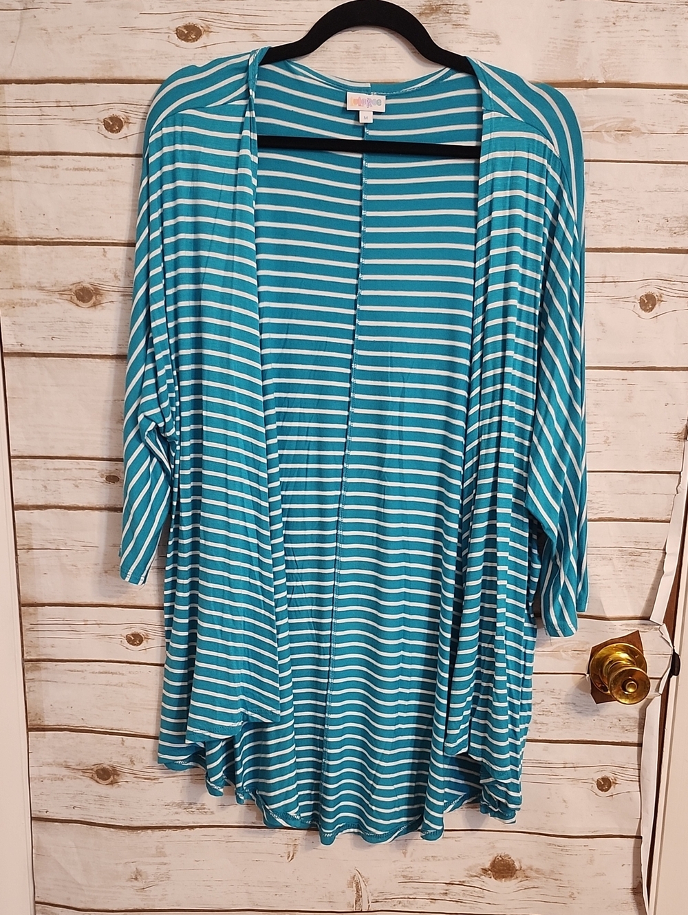 LuLaRoe Striped Teal Open Cardigan - Lightweight Women Top